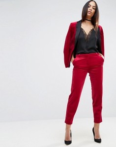 Бархатные брюки слим ASOS - Красный