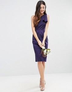 Структурированное платье на одно плечо с бантом ASOS WEDDING - Темно-синий