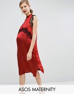 Платье для беременных с кружевными вставками ASOS Maternity - Красный