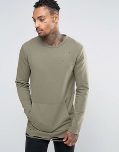 Длинный свитшот с карманом-кенгуру ASOS - Зеленый