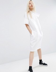 Платье-рубашка с перекрестом на горловине ASOS WHITE - Белый