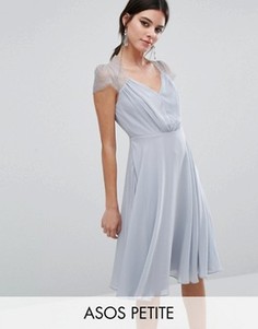 Платье миди с кружевной отделкой ASOS PETITE Kate - Серый