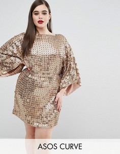 Платье с дискообразными пайетками ASOS CURVE RED CARPET - Золотой