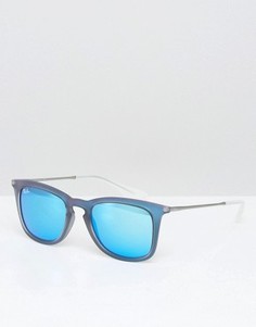 Вайфареры с синими зеркальными стеклами Ray-Ban 0RB4221 - Черный