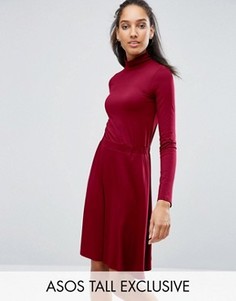 Платье мини с высокой горловиной и эластичной талией ASOS TALL - Красный