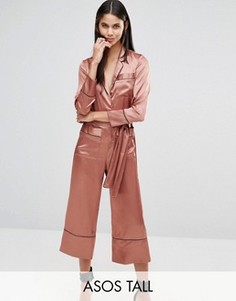 Атласный комбинезон в пижамном стиле ASOS TALL - Золотой