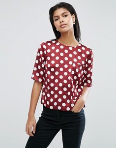 Атласная футболка в горошек ASOS - Мульти