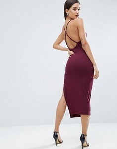 Платье миди с лямкой через шею и бретельками сзади ASOS - Красный