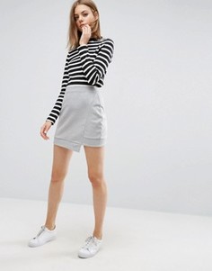 Трикотажная мини-юбка с асимметричным краем ASOS - Серый