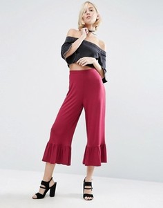 Брюки с широкими штанинами и оборкой по кромкам ASOS - Фиолетовый