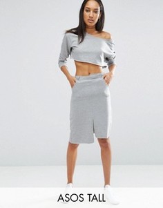 Юбка миди из деконструированного трикотажа ASOS TALL - Серый
