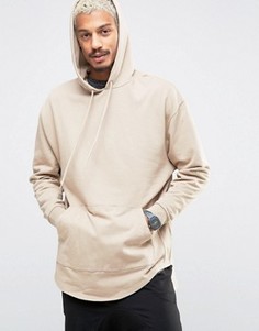 Супердлинный oversize-худи со ступенчатой кромкой ASOS - Бежевый