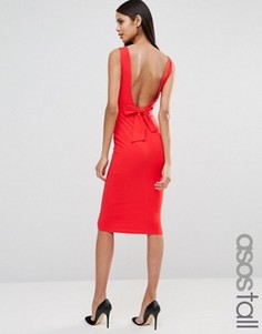 Облегающее платье-футляр миди с бантом сзади ASOS TALL - Красный