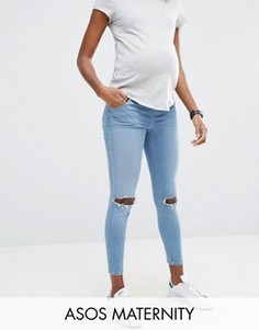 Рваные джинсы скинни для беременных с рваной отделкой ASOS Maternity Ridley - Синий