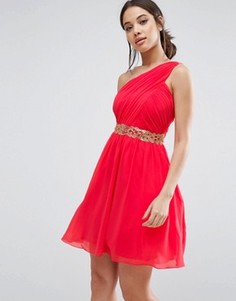 Платье мини с декоративной отделкой талии Little Mistress - Красный