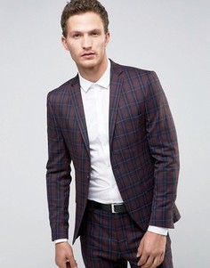 Пиджак суперузкого кроя в клетку Selected Homme - Красный
