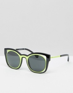Контрастные солнцезащитные очки кошачий глаз Emporio Armani - Черный