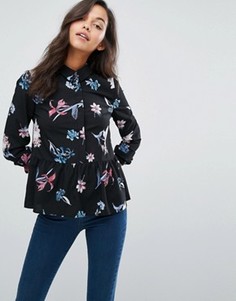 Топ с цветочным принтом и баской Miss Selfridge - Мульти