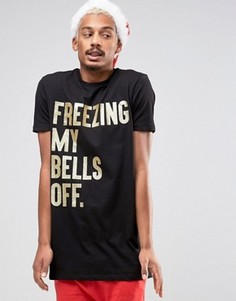 Длинная футболка с блестящим принтом Freezing Bells ASOS Christmas - Черный