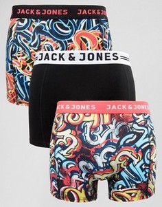 Набор из 3 боксеров-брифов с принтом в стиле граффити Jack &amp; Jones - Мульти