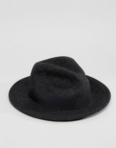 Темно-серая меланжевая фетровая шляпа ASOS - Серый
