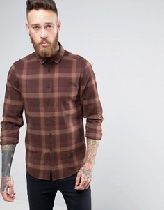 Коричневая рубашка классического кроя в клетку ASOS - Коричневый