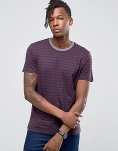 Футболка в полоску с круглым вырезом и контрастной кромкой Selected Homme - Красный