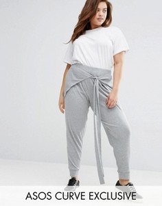 Джоггеры в рубчик с завязкой спереди ASOS CURVE - Серый