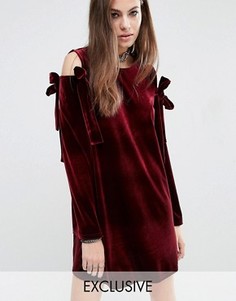 Бархатное платье с бантами Reclaimed Vintage - Красный