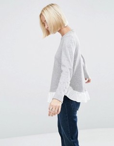 Джемпер с тканой кромкой‑оборкой ASOS - Серый