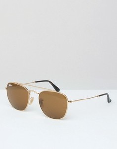 Солнцезащитные очки-авиаторы в прямоугольной оправе Ray-Ban 0RB3557 - Золотой