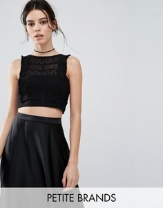 Кружевной кроп‑топ с высокой горловиной New Look Petite - Черный