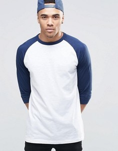 Футболка с темно-синими рукавами реглан 3/4 New Look - Темно-синий