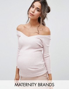 Тонкий трикотажный джемпер с v-образным вырезом New Look Maternity - Розовый