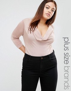 Боди с глубоким вырезом New Look Plus - Розовый