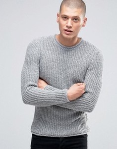 Серый меланжевый вязаный джемпер с вафельной текстурой New Look - Серый
