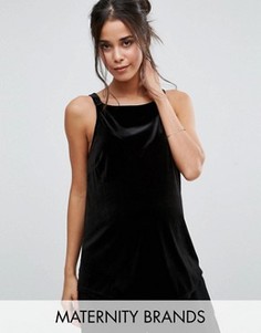 Бархатный топ для беременных с высокой горловиной New Look Maternity - Черный