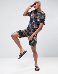 Пижамная футболка и шорты с новогодним принтом ASOS - Мульти