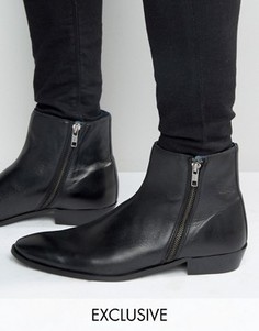 Кожаные ботинки на двух молниях Walk London Picadilly - Черный