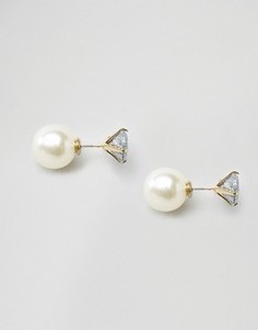 Серьги с искусственным жемчугом и блестящей отделкой ASOS - Кремовый