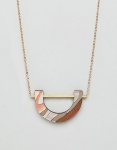 Ожерелье с мраморной U-образной подвеской Wolf & Moon - Мульти