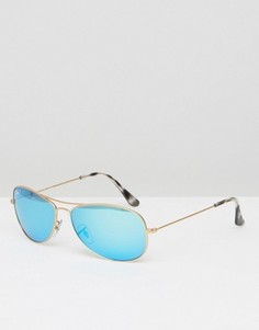 Квадратные солнцезащитные очки-авиаторы с зеркальными стеклами Ray-Ban 0RB3562 - Золотой