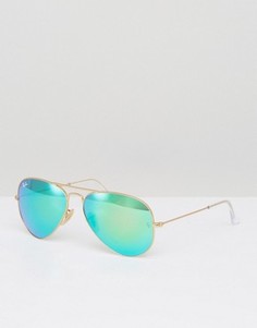 Солнцезащитные очки-авиаторы с зеркальными стеклами Ray-Ban 0RB3025 - Золотой