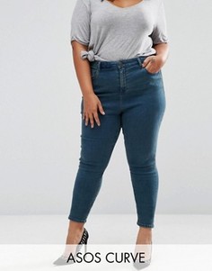 Зауженные выбеленные джинсы с завышенной талией ASOS CURVE Ridley - Синий