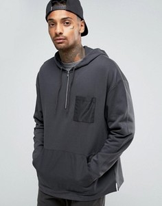 Худи с короткой молнией и карманами ASOS - Черный