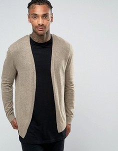 Светло-коричневый хлопковый кардиган без пуговиц ASOS - Бежевый