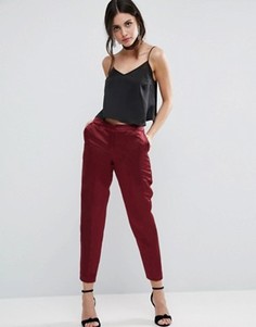 Атласные брюки слим ASOS Glam - Красный