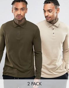 2 трикотажных поло с длинными рукавами ASOS - СКИДКА - Мульти