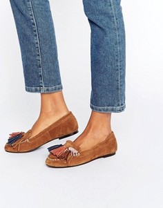 Замшевые туфли на плоской подошве с кисточками ASOS MYLA - Рыжий