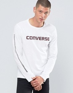 Белый лонгслив с логотипом Converse 10002150-A02 - Белый